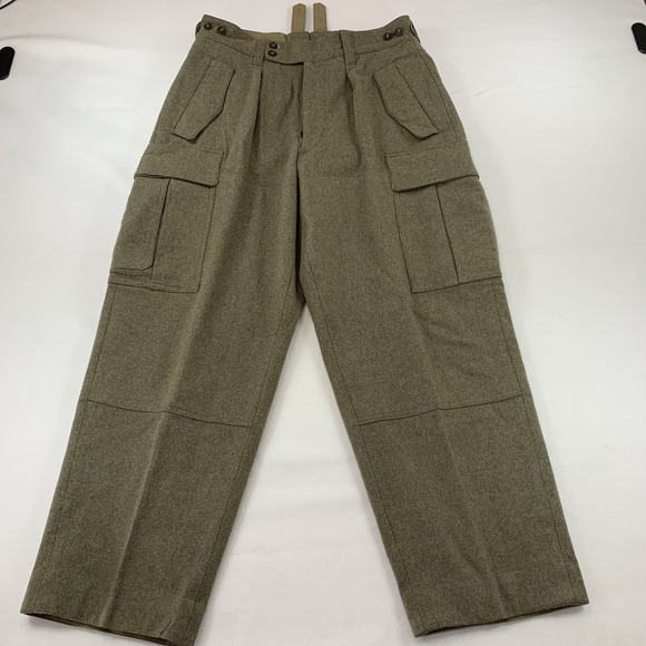 VTG 1963 German Military Issued Wool Pants Mens Small? Olive Heavy Cold War RARE - Picture 1 of 12